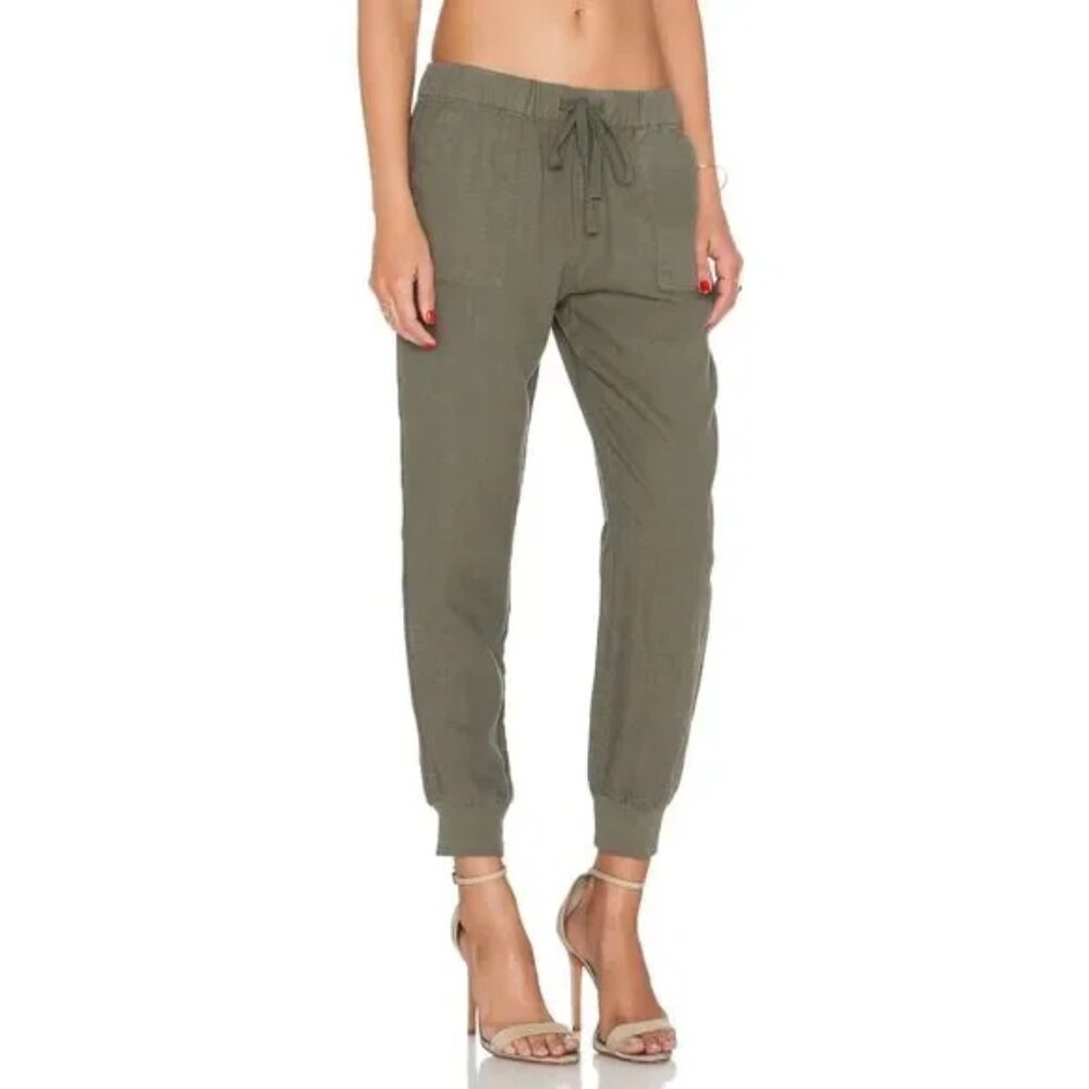 JOIE Fatigue Green Stuva Pull On Linen Jogger Pants Size M - EUC